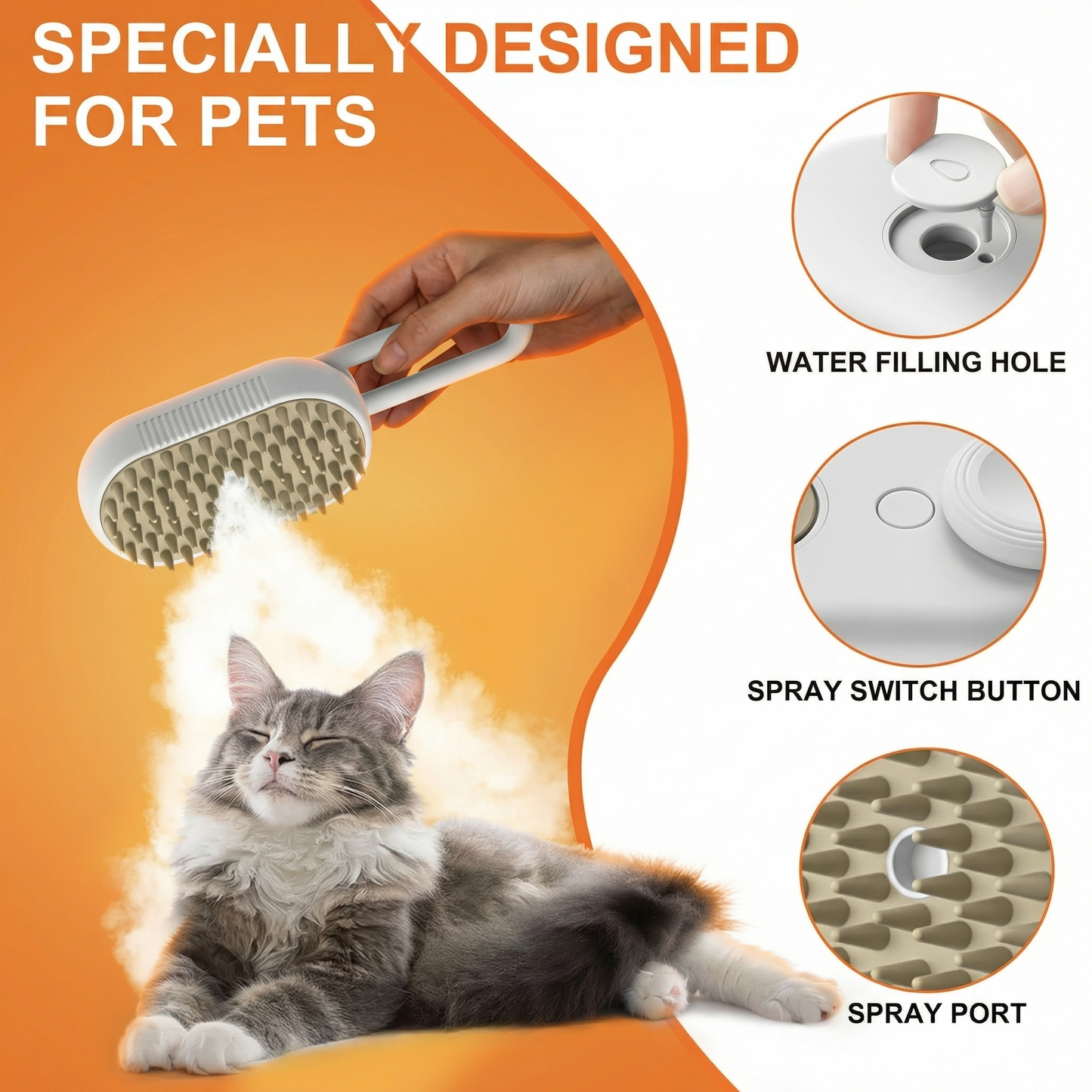 The PETOVAA™ 3-in-1 Electric Cat & Dog Steam Brush