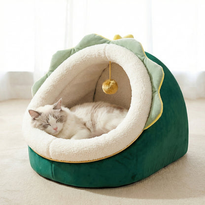 Petovaa™ Soft Cave Cat Bed – Cozy Semi-Enclosed Sleeping House