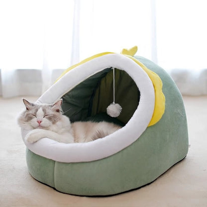 Petovaa™ Soft Cave Cat Bed – Cozy Semi-Enclosed Sleeping House