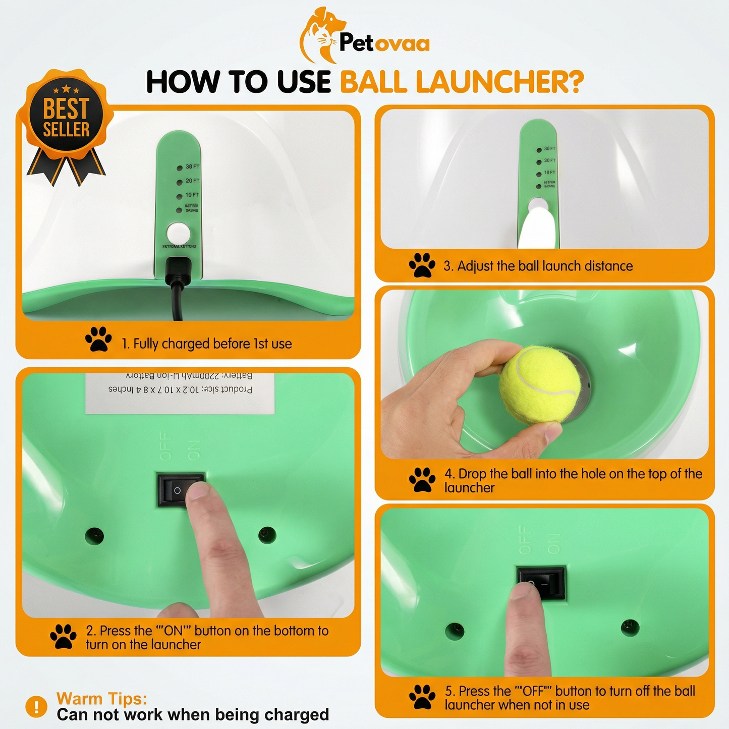 Petovaa™ Automatic Tennis Ball Launcher – Endless Fetch Fun for Dogs (Includes 3 Tennis Balls) 🎾🐶⚡