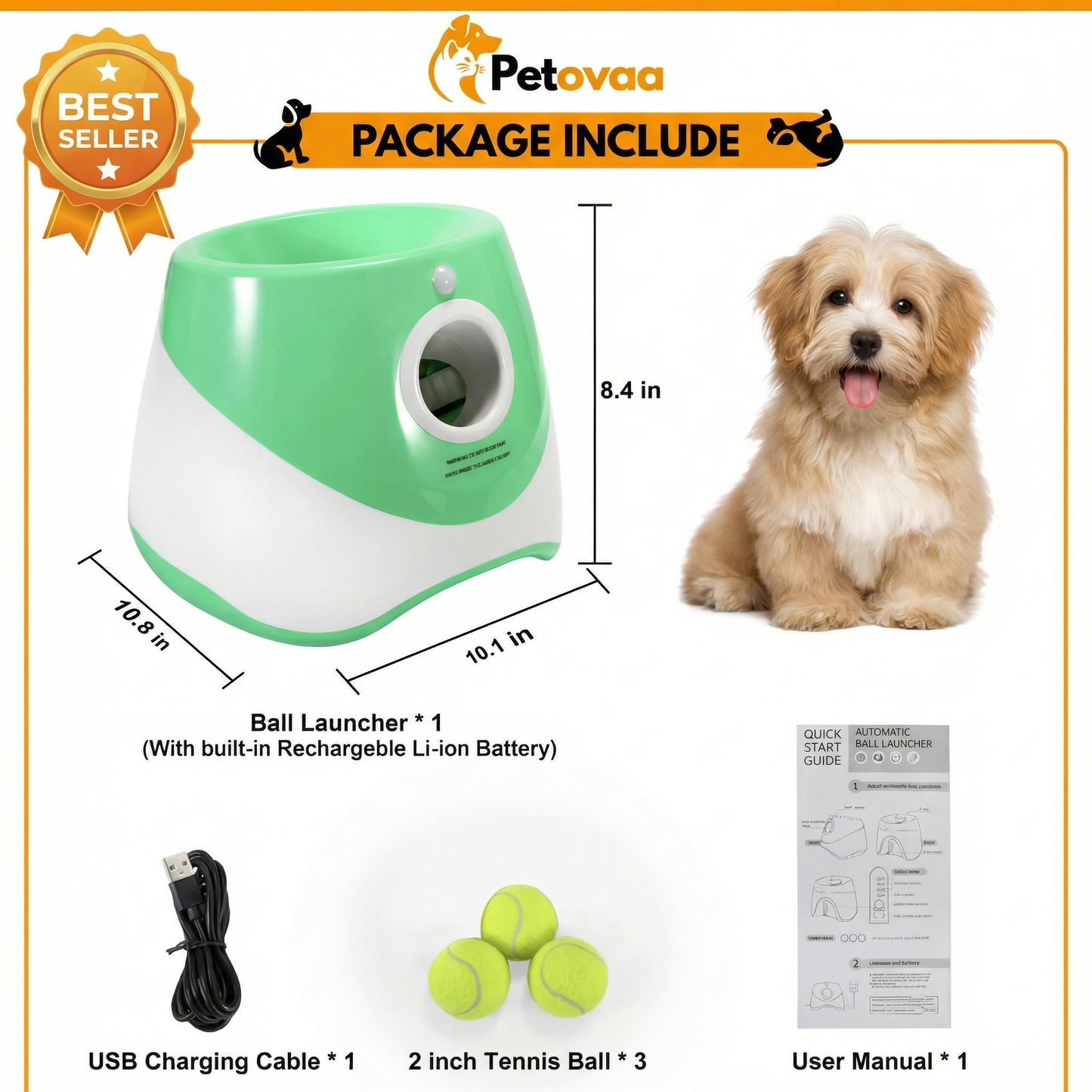 Petovaa™ Automatic Tennis Ball Launcher – Endless Fetch Fun for Dogs (Includes 3 Tennis Balls) 🎾🐶⚡