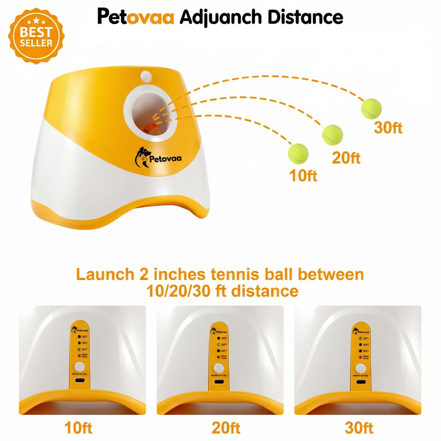 Petovaa™ Automatic Tennis Ball Launcher – Endless Fetch Fun for Dogs (Includes 3 Tennis Balls) 🎾🐶⚡