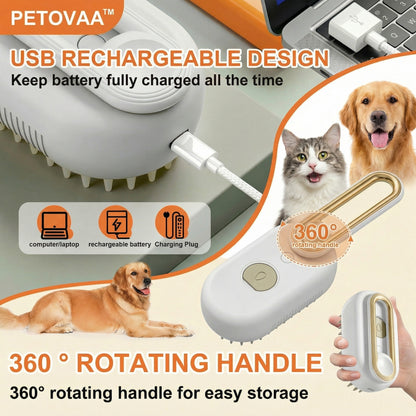 The PETOVAA™ 3-in-1 Electric Cat & Dog Steam Brush
