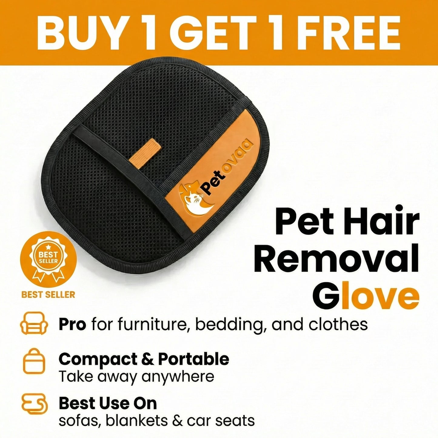 The Petovaa™ Pet Hair Removal Glove - BUY 1 GET 1 FREE